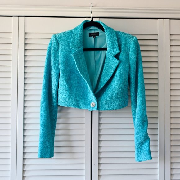 MAJORELLE Turquoise Cropped Blazer - Picture 2 of 11